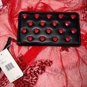 Betsey Johnson Valentines Black And Red Heart Wallet/Clutch